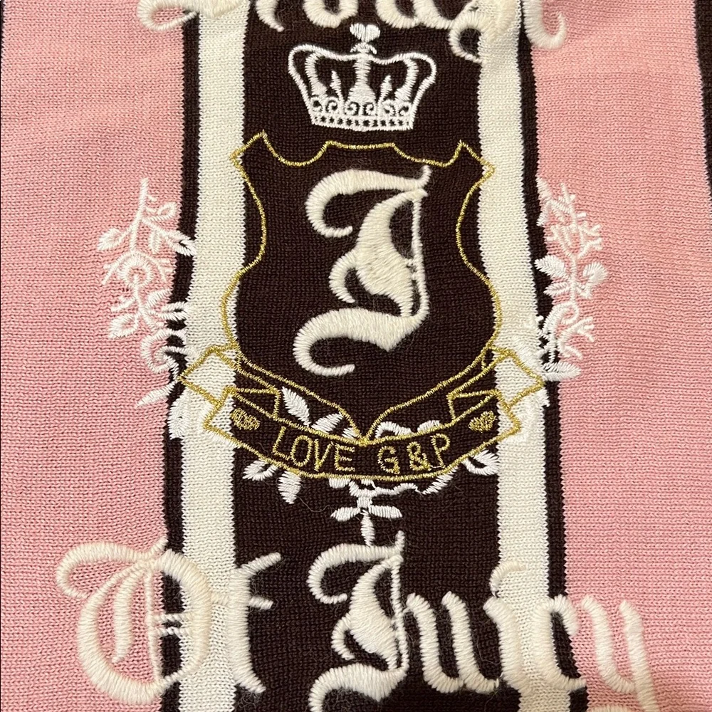Juicy Couture Knit Scarf  House of Juicy Love G&P Vintage Brown Pink Cream Gold